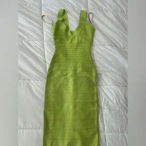 Lime Green Scoopneck Herve Leger Dress